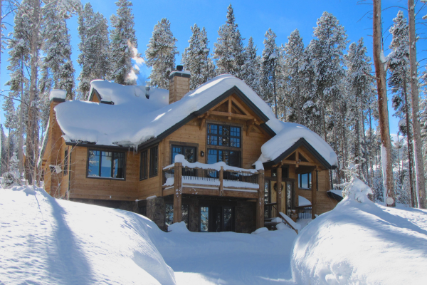 Mountain home during winter in Summit County, Colorado